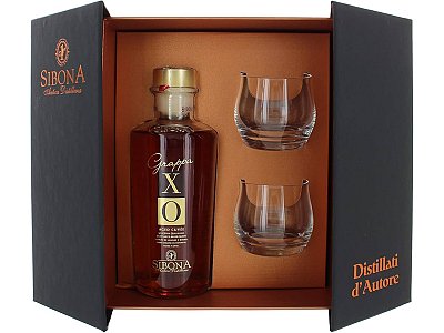 Grappa xo con 2 bicchieri sibona